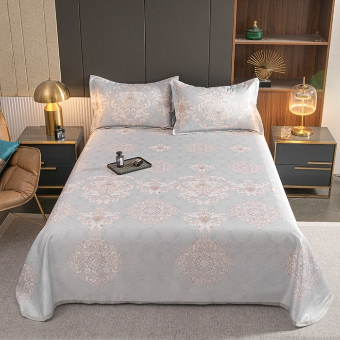 星窝家纺 2026新款直播电商优选可机洗斜纹提花冰丝凉席三件套 奢雅灰