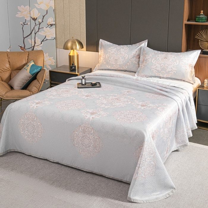 91家纺网 家纺一手货源 找家纺 星窝家纺 2026新款直播电商优选可机洗斜纹提花冰丝凉席三件套 奢雅灰