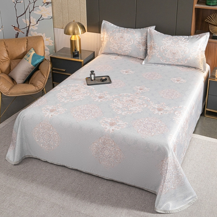 91家纺网 家纺一手货源 找家纺 星窝家纺 2026新款直播电商优选可机洗斜纹提花冰丝凉席三件套 奢雅灰