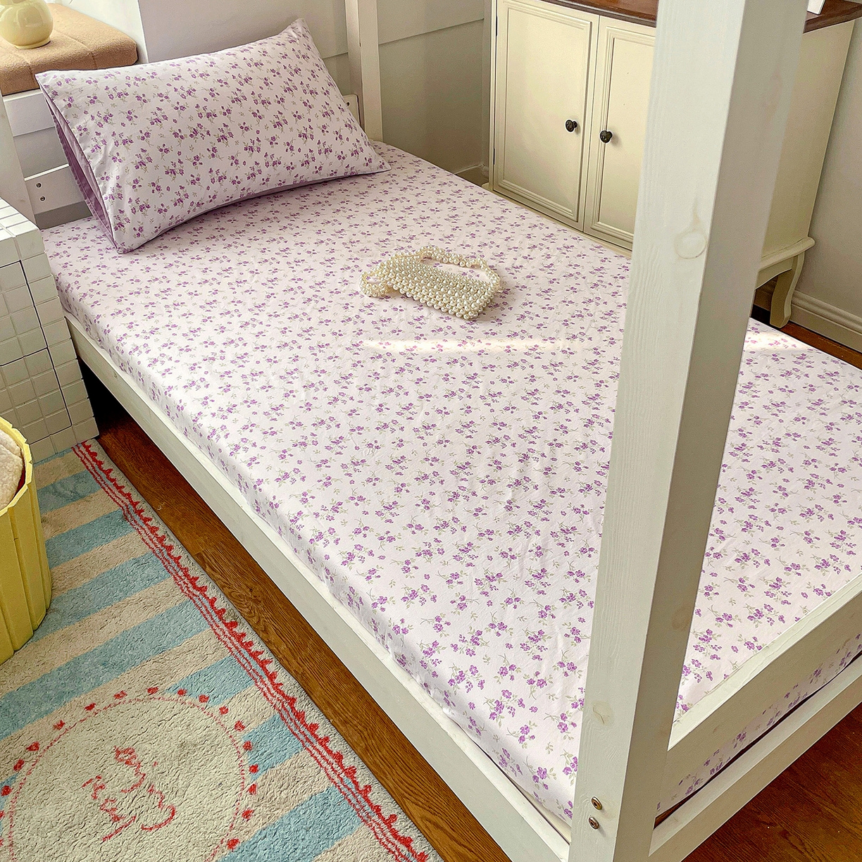 91家纺网 家纺一手货源 找家纺 （总）纽缦家纺 2026新款A类105g仿棉四件套古法水洗棉学生单床笠