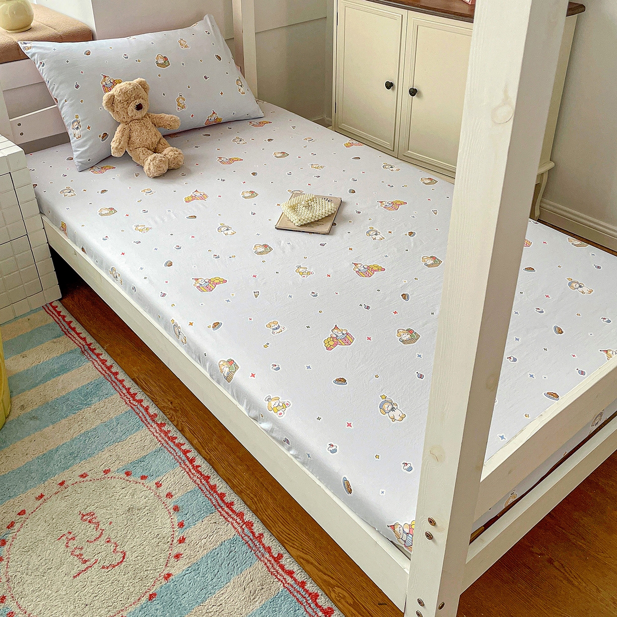 91家纺网 家纺一手货源 找家纺 （总）纽缦家纺 2026新款A类105g仿棉四件套古法水洗棉学生单床笠