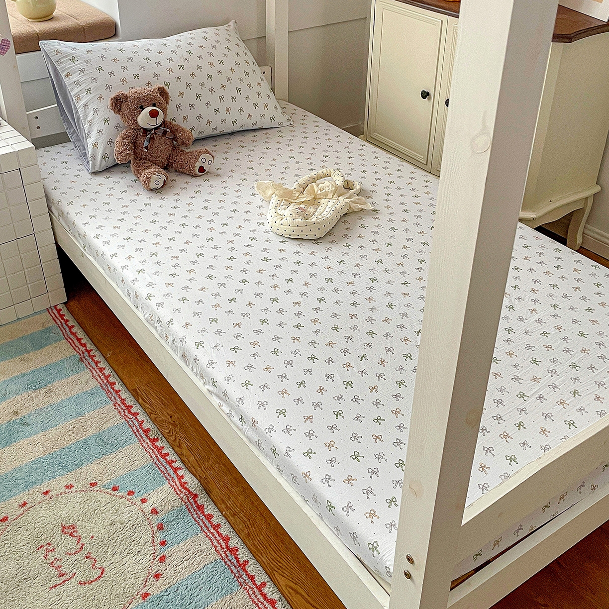 纽缦家纺 2026新款A类105g仿棉四件套古法水洗棉学生单床笠 铃兰兰