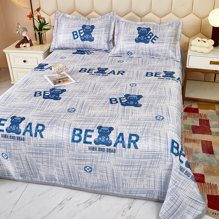 91家纺网 家纺一手货源 找家纺 星窝家纺 2026新款直播电商优选可机洗斜纹提花冰丝凉席三件套 童趣