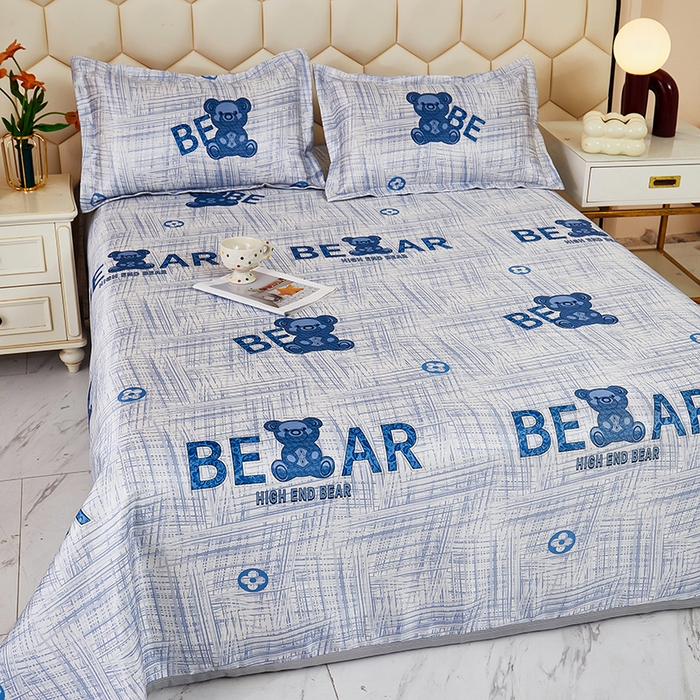 91家纺网 家纺一手货源 找家纺 星窝家纺 2026新款直播电商优选可机洗斜纹提花冰丝凉席三件套 童趣