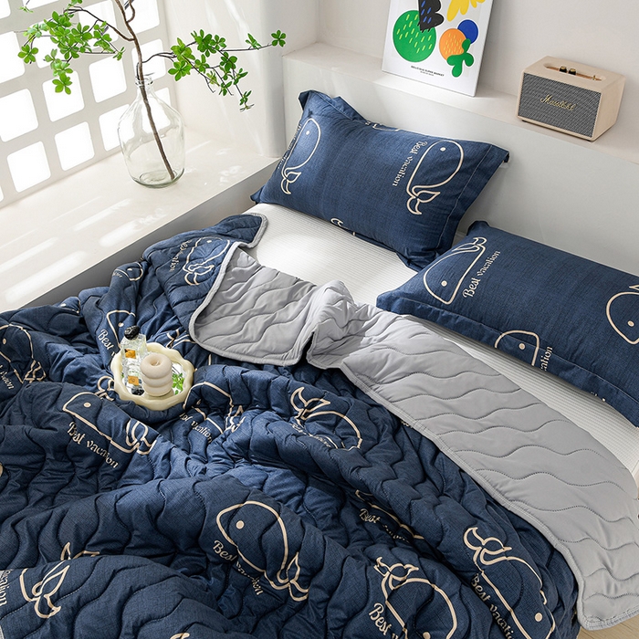 91家纺网 家纺一手货源 找家纺 圣楚家纺 2026新款清柔水洗夏被被子被芯 鲸鱼