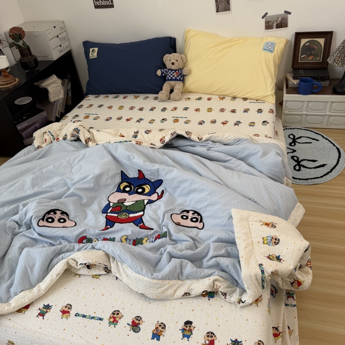 三元色 2026新款正版蜡笔小新泡芙双层纱夏被夏凉被 动感超人