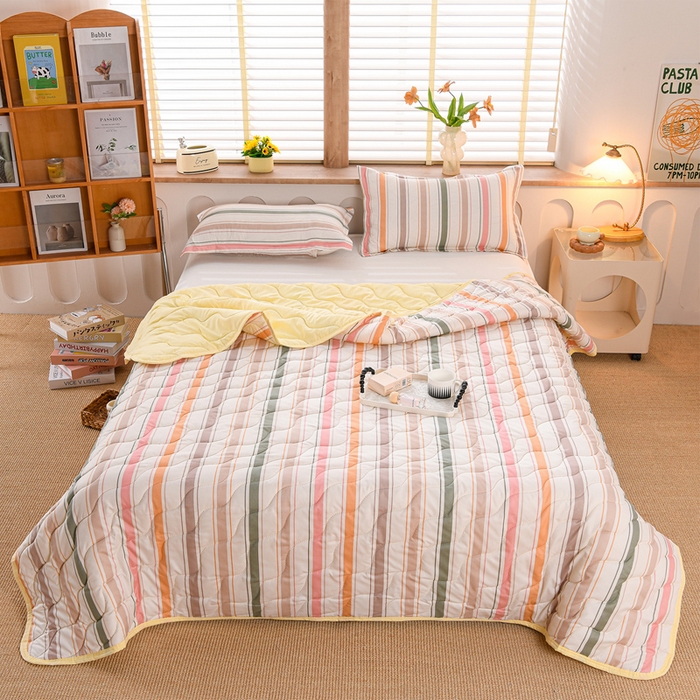 圣楚家纺 2026新款清柔水洗夏被被子被芯 彩条