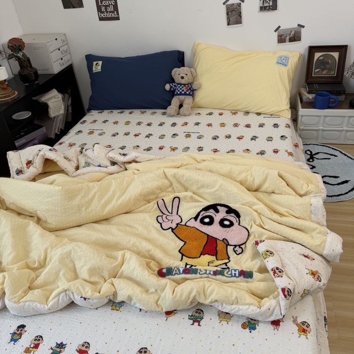 三元色 2026新款正版蜡笔小新泡芙双层纱夏被夏凉被 欧耶小新