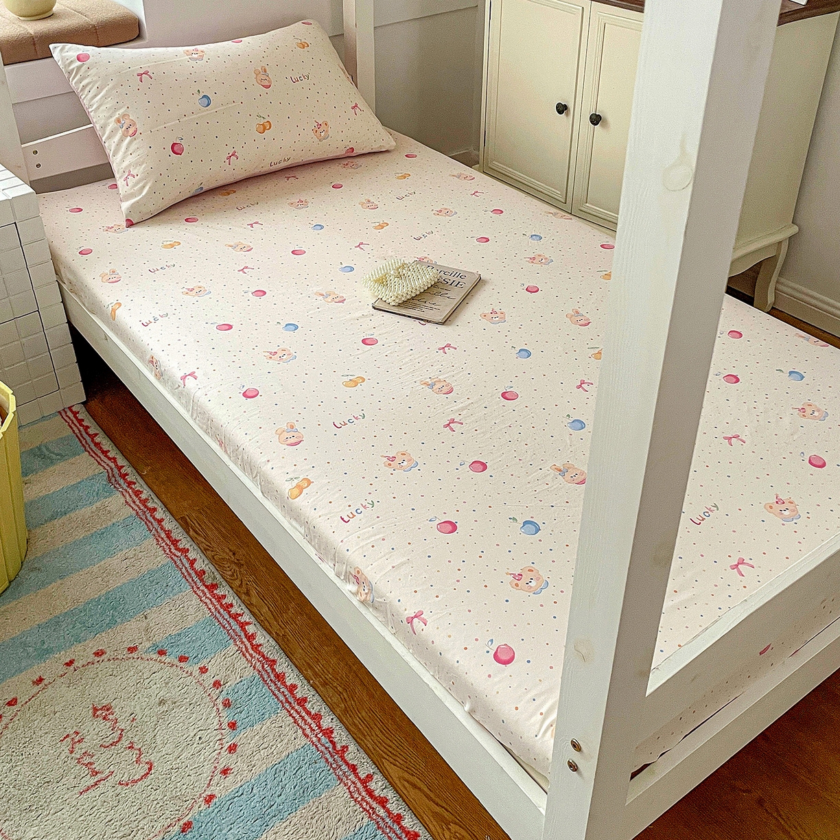 纽缦家纺 2026新款A类105g仿棉四件套古法水洗棉学生单床笠 乐淘