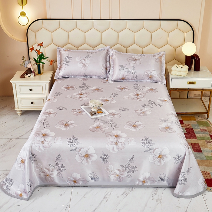 星窝家纺 2026新款直播电商优选可机洗斜纹提花冰丝凉席三件套 物语之恋