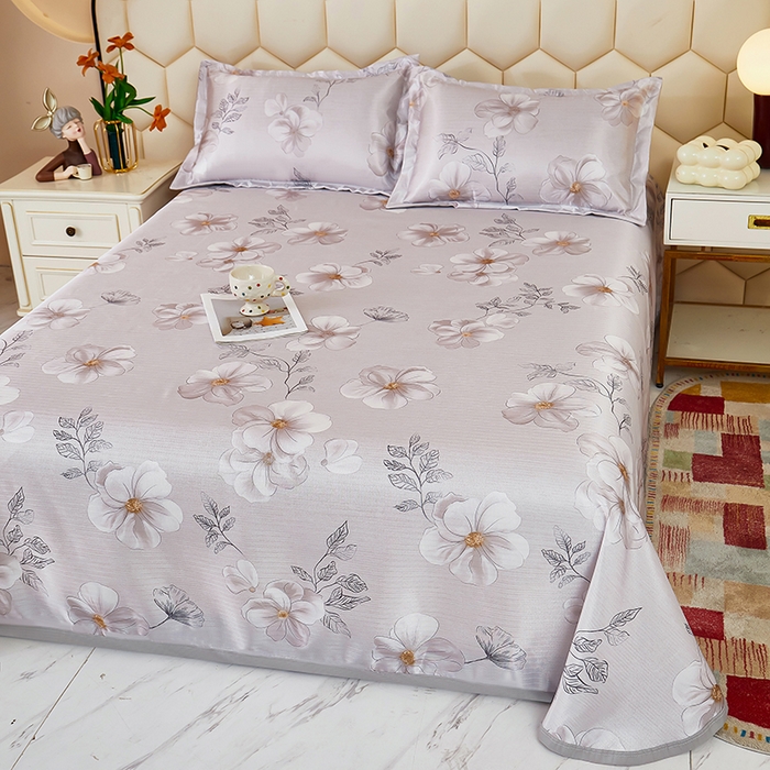 91家纺网 家纺一手货源 找家纺 星窝家纺 2026新款直播电商优选可机洗斜纹提花冰丝凉席三件套 物语之恋