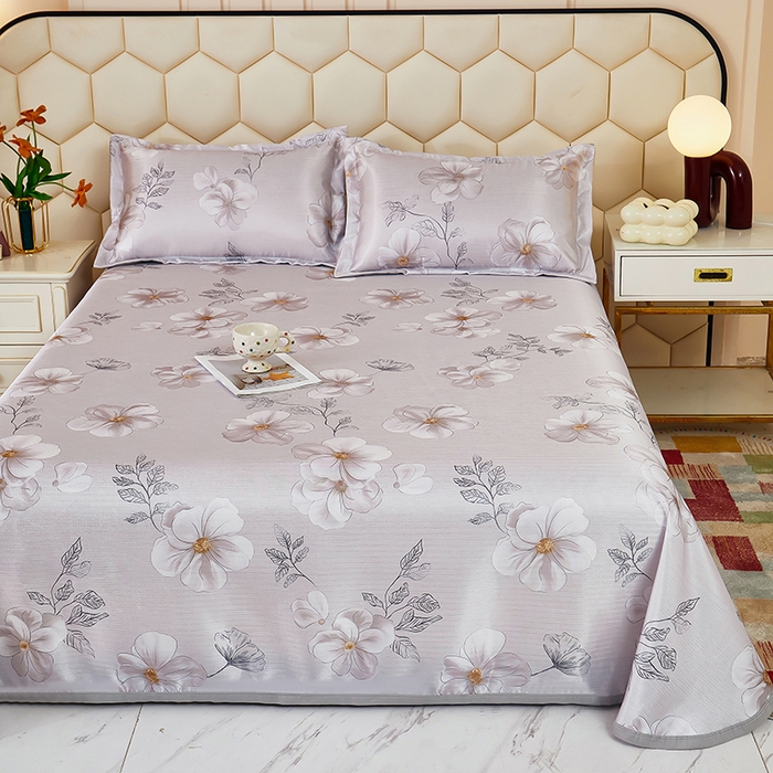 91家纺网 家纺一手货源 找家纺 星窝家纺 2026新款直播电商优选可机洗斜纹提花冰丝凉席三件套 物语之恋