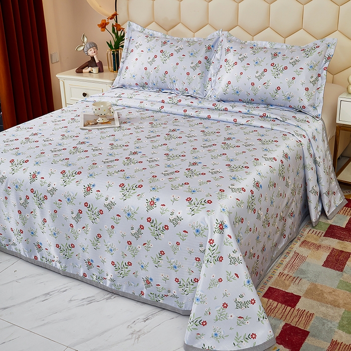 91家纺网 家纺一手货源 找家纺 星窝家纺 2026新款直播电商优选可机洗斜纹提花冰丝凉席三件套 相遇蓝