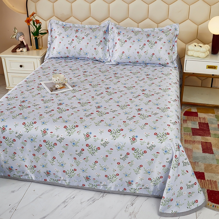 91家纺网 家纺一手货源 找家纺 星窝家纺 2026新款直播电商优选可机洗斜纹提花冰丝凉席三件套 相遇蓝