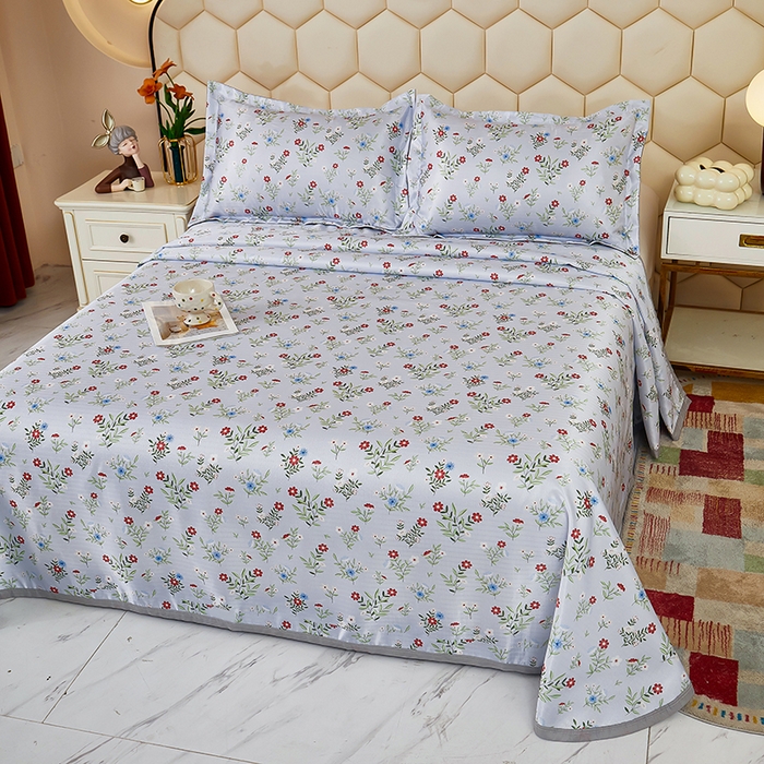 91家纺网 家纺一手货源 找家纺 星窝家纺 2026新款直播电商优选可机洗斜纹提花冰丝凉席三件套 相遇蓝