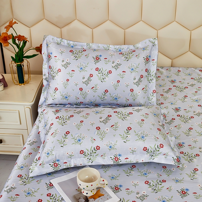 91家纺网 家纺一手货源 找家纺 星窝家纺 2026新款直播电商优选可机洗斜纹提花冰丝凉席三件套 相遇蓝