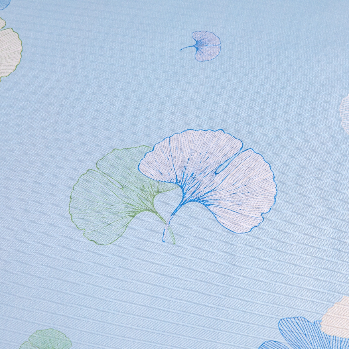 91家纺网 家纺一手货源 找家纺 星窝家纺 2026新款直播电商优选可机洗斜纹提花冰丝凉席三件套 银杏叶蓝