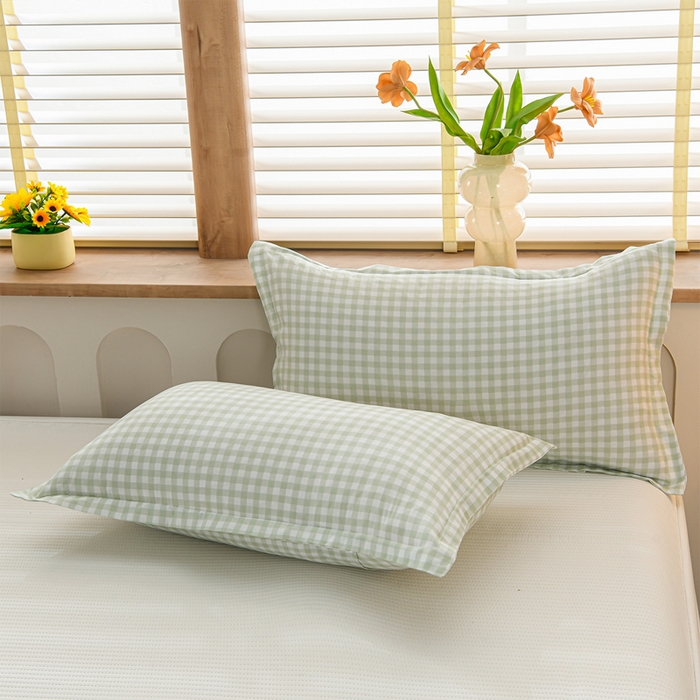 91家纺网 家纺一手货源 找家纺 圣靓家纺 2026新款清柔水洗夏被被子被芯 绿小格