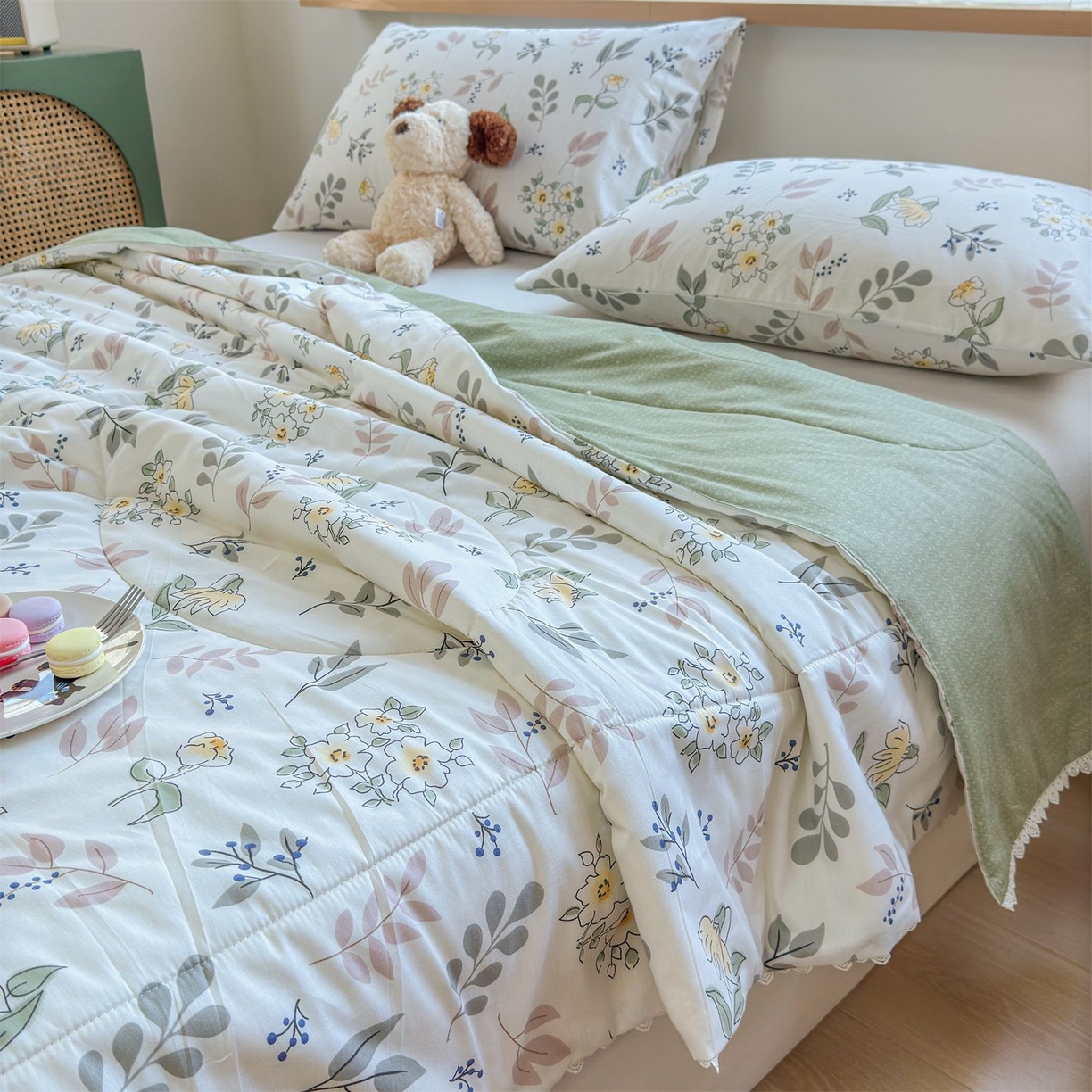 91家纺网 家纺一手货源 找家纺 晨晨家纺 2026新款双面全棉花边款新疆棉花夏被 花韵