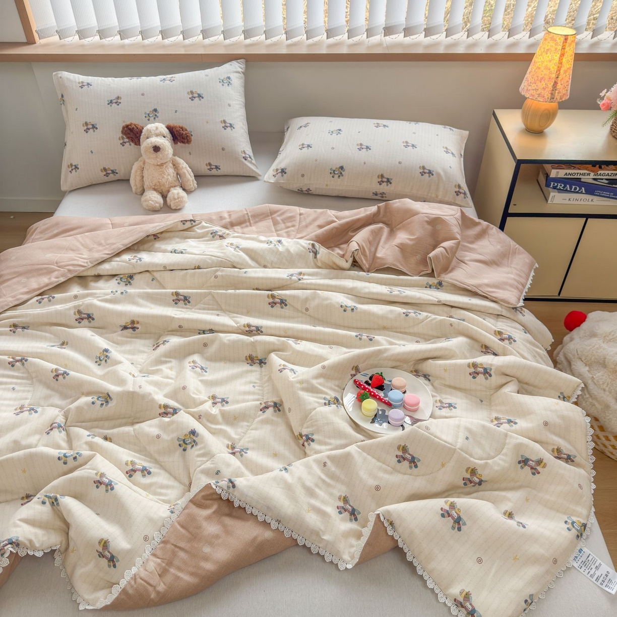 91家纺网 家纺一手货源 找家纺 晨晨家纺 2026新款双面全棉花边款新疆棉花夏被 马上有钱