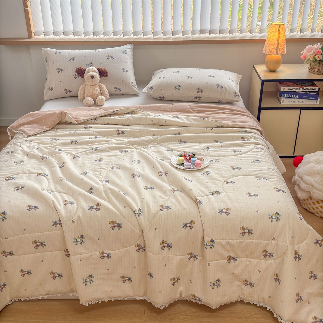 91家纺网 家纺一手货源 找家纺 晨晨家纺 2026新款双面全棉花边款新疆棉花夏被 马上有钱