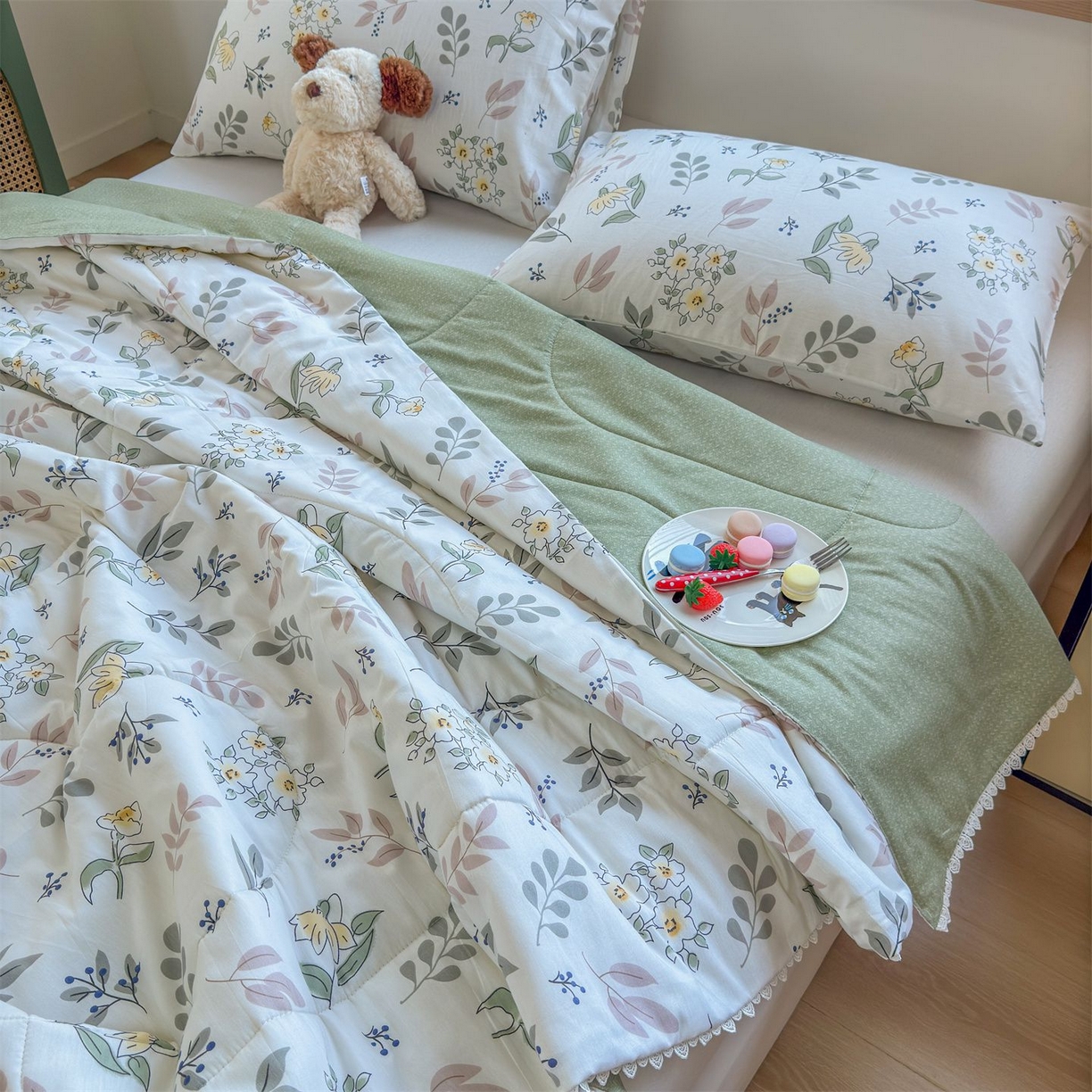 91家纺网 家纺一手货源 找家纺 晨晨家纺 2026新款双面全棉花边款新疆棉花夏被 花韵