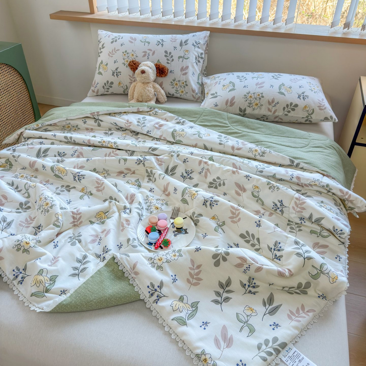 91家纺网 家纺一手货源 找家纺 晨晨家纺 2026新款双面全棉花边款新疆棉花夏被 花韵