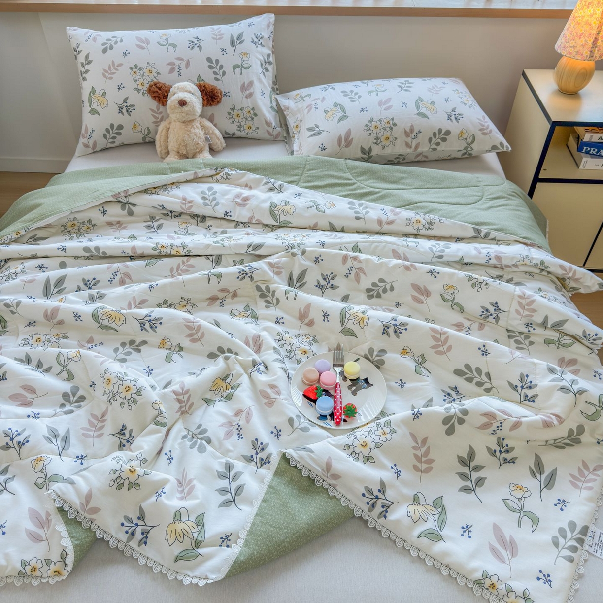 91家纺网 家纺一手货源 找家纺 晨晨家纺 2026新款双面全棉花边款新疆棉花夏被 花韵