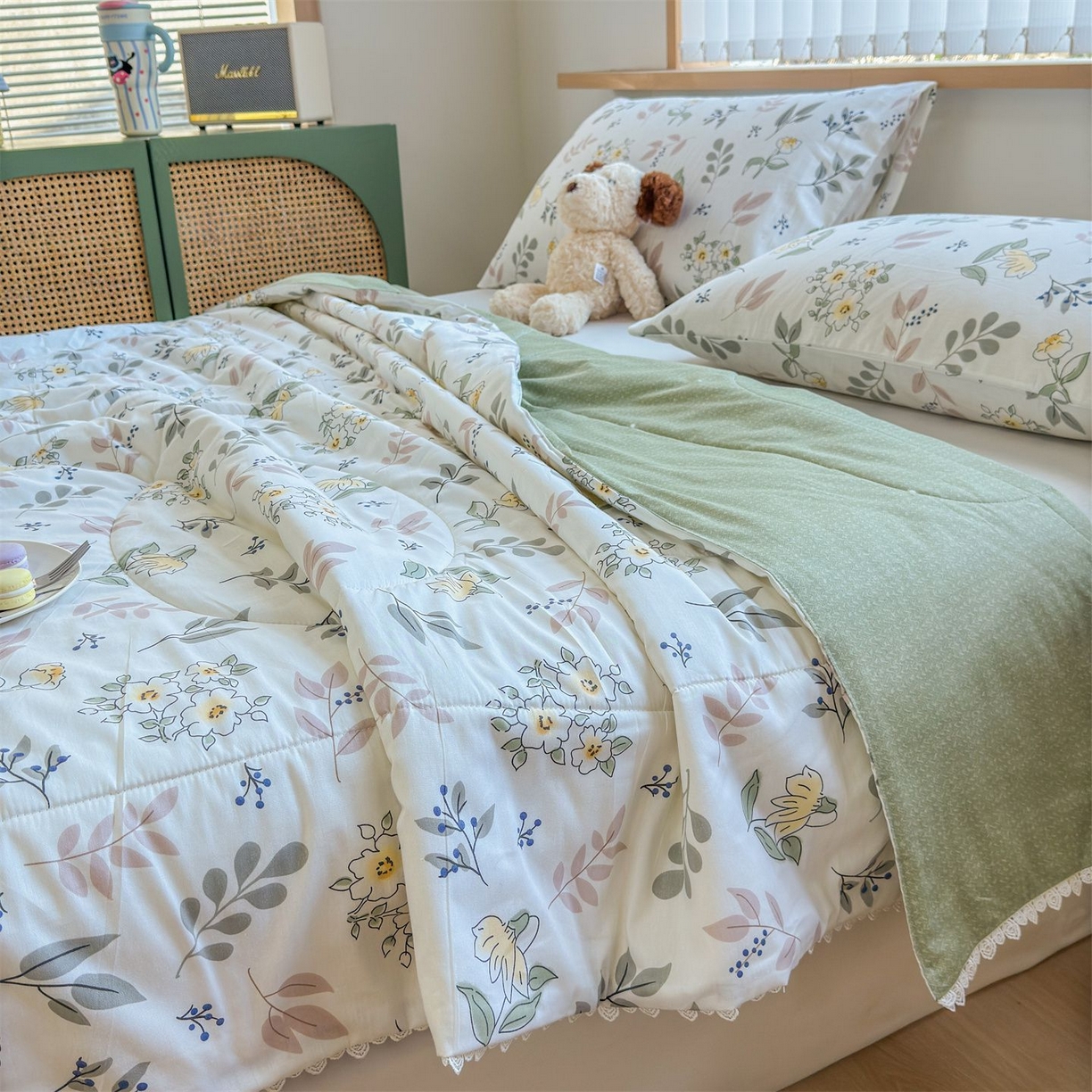 91家纺网 家纺一手货源 找家纺 晨晨家纺 2026新款双面全棉花边款新疆棉花夏被 花韵