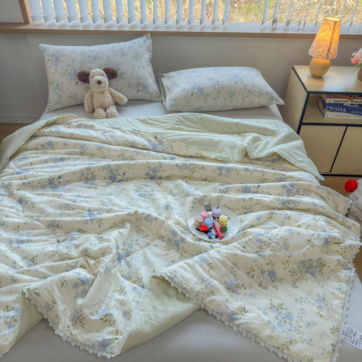 91家纺网 家纺一手货源 找家纺 晨晨家纺 2026新款双面全棉花边款新疆棉花夏被 汀兰点素