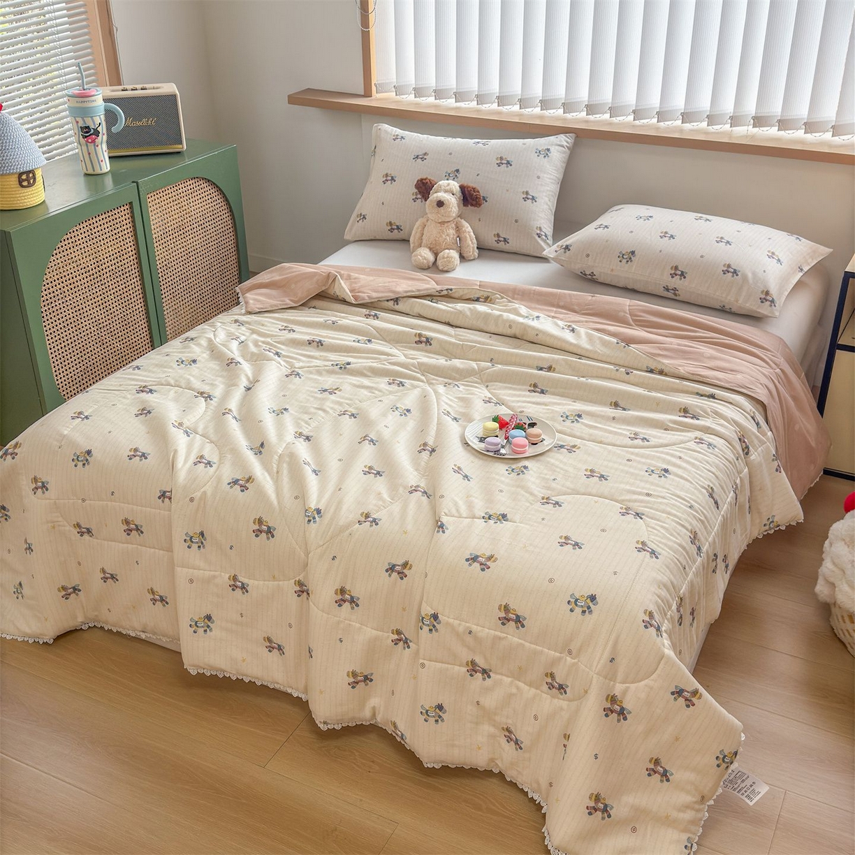 91家纺网 家纺一手货源 找家纺 晨晨家纺 2026新款双面全棉花边款新疆棉花夏被 马上有钱