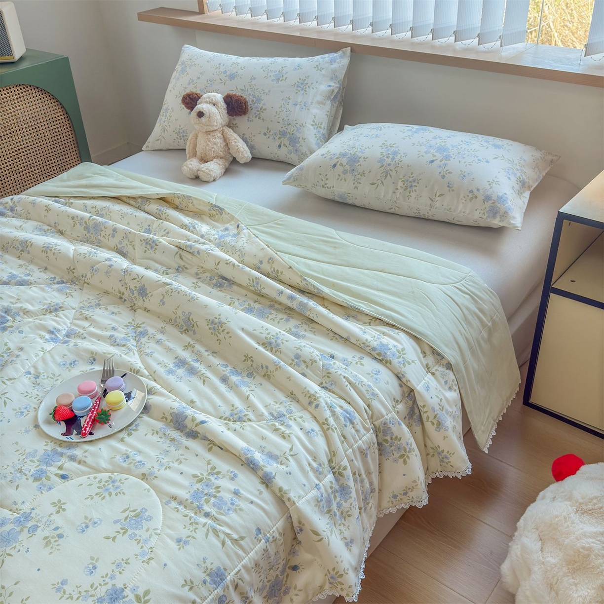 91家纺网 家纺一手货源 找家纺 晨晨家纺 2026新款双面全棉花边款新疆棉花夏被 汀兰点素