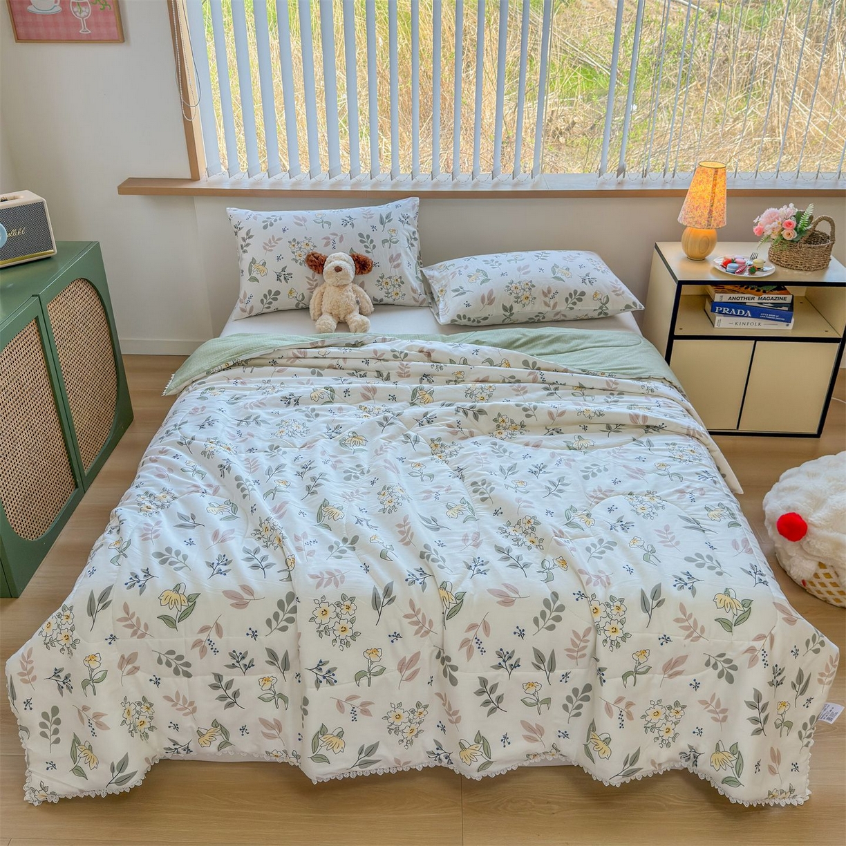 91家纺网 家纺一手货源 找家纺 晨晨家纺 2026新款双面全棉花边款新疆棉花夏被 花韵