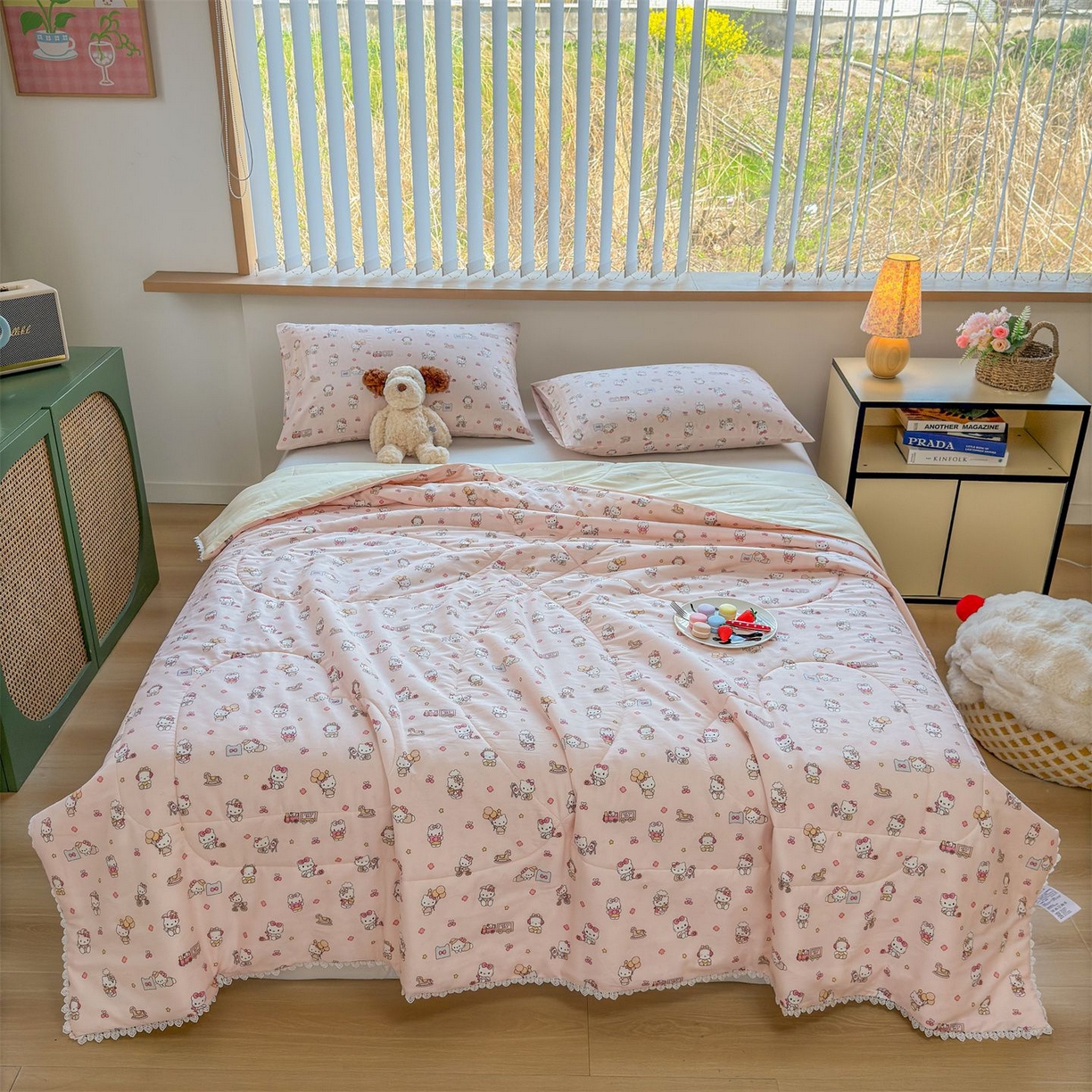 91家纺网 家纺一手货源 找家纺 晨晨家纺 2026新款双面全棉花边款新疆棉花夏被 凯蒂公主