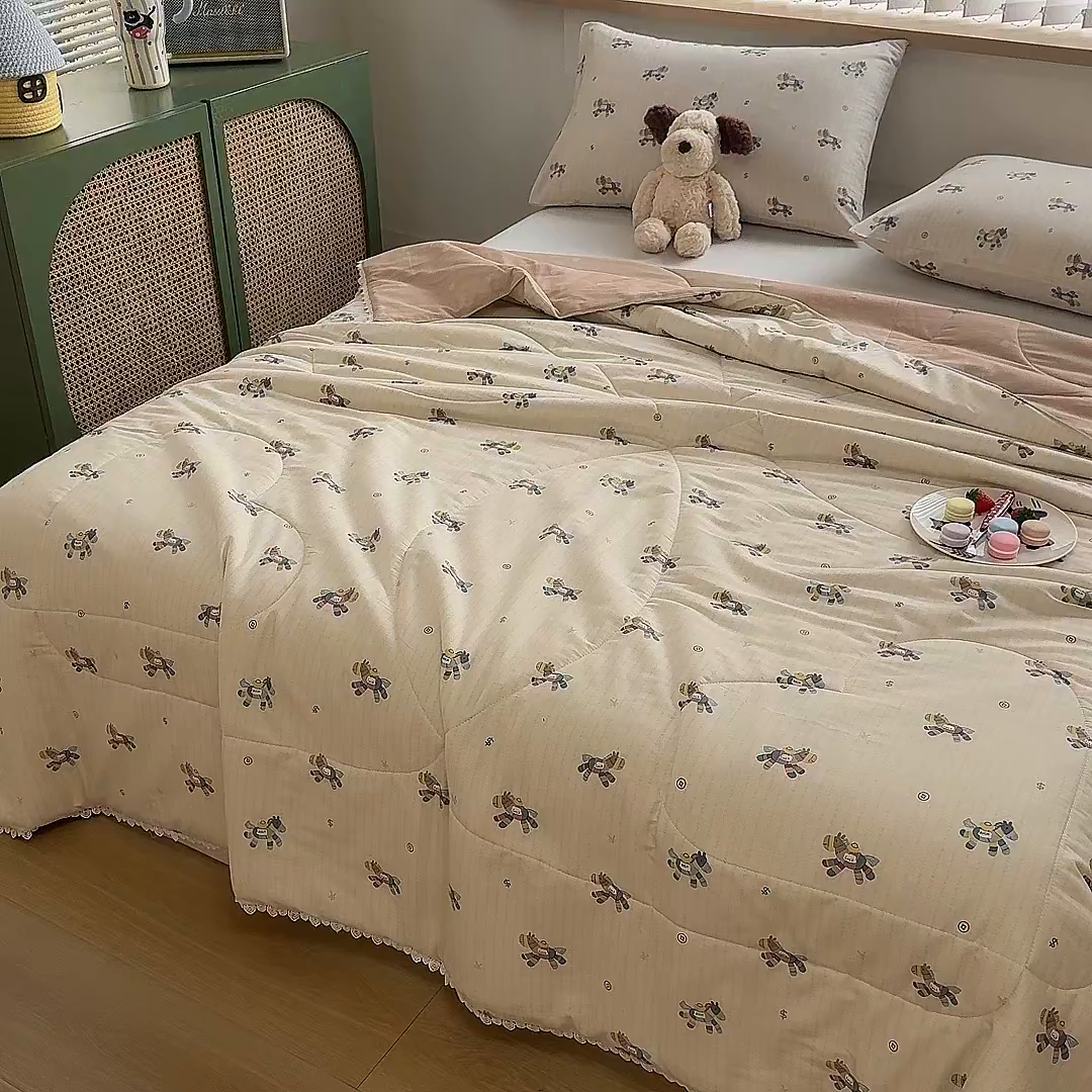 91家纺网 家纺一手货源 找家纺 晨晨家纺 2026新款双面全棉花边款新疆棉花夏被 马上有钱