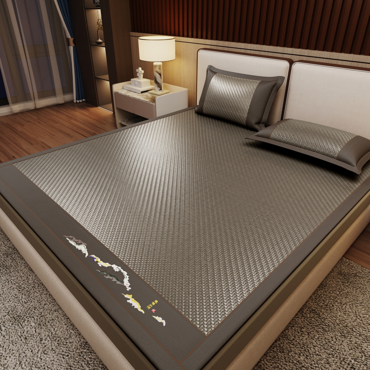 （总）青雅席业 2026新款3D加厚复合PE聚乙烯雪藤席-琉璃山河