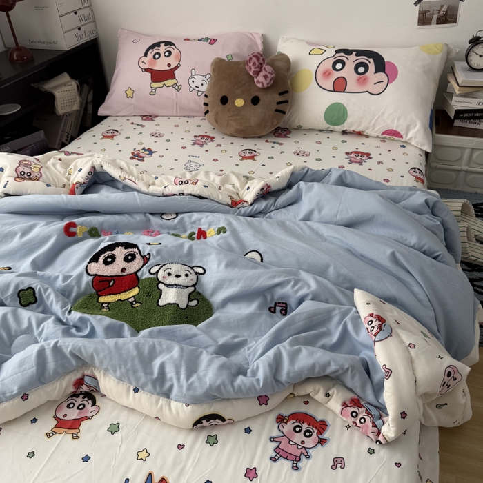 91家纺网 家纺一手货源 找家纺 （总）三元色 2026新款正版蜡笔小新卡通云朵棉夏被夏凉被