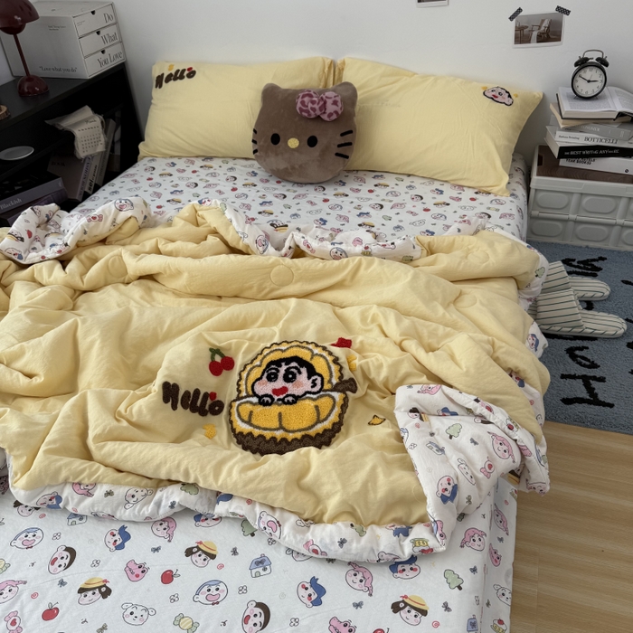 91家纺网 家纺一手货源 找家纺 （总）三元色 2026新款正版蜡笔小新卡通云朵棉夏被夏凉被