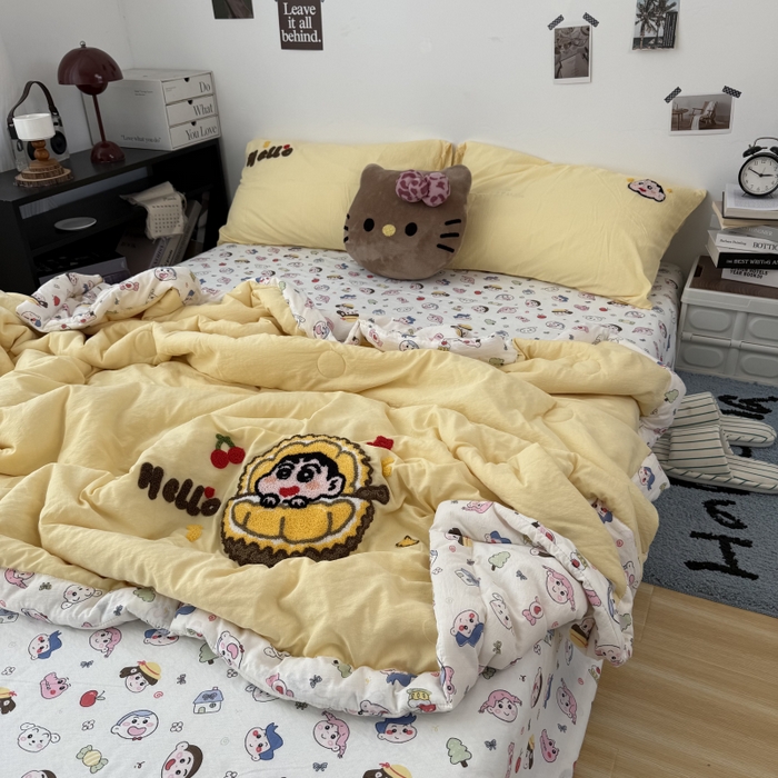 91家纺网 家纺一手货源 找家纺 （总）三元色 2026新款正版蜡笔小新卡通云感夏被夏凉被