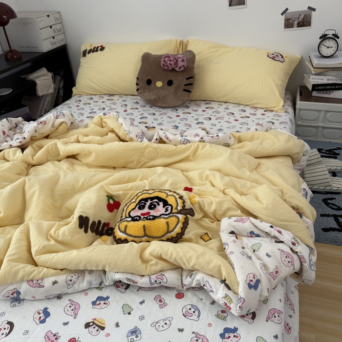 91家纺网 家纺一手货源 找家纺 （总）三元色 2026新款正版蜡笔小新卡通云感夏被夏凉被