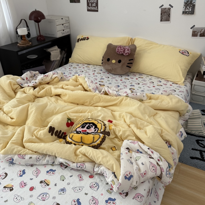 91家纺网 家纺一手货源 找家纺 （总）三元色 2026新款正版蜡笔小新卡通云感夏被夏凉被