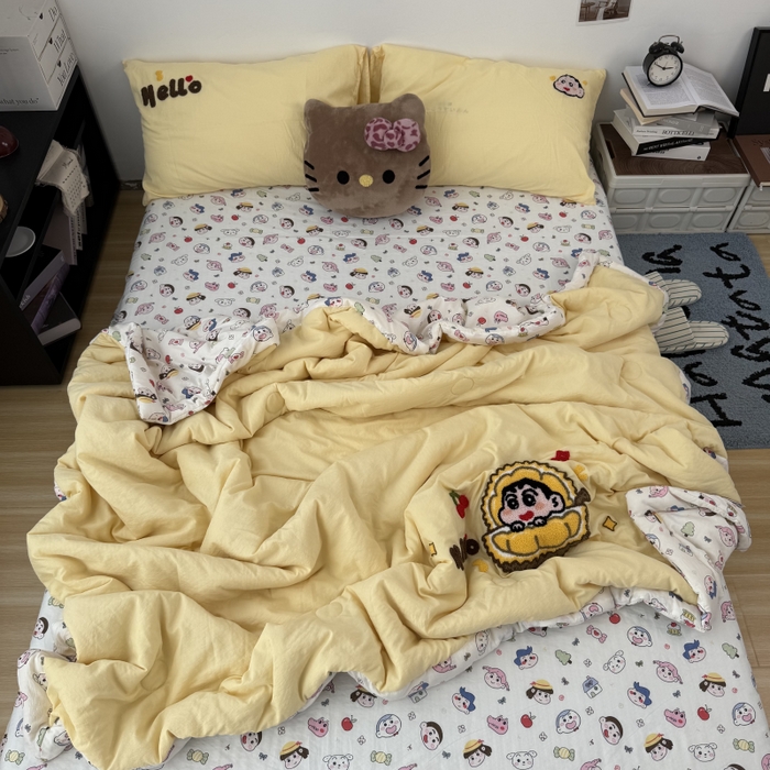 91家纺网 家纺一手货源 找家纺 （总）三元色 2026新款正版蜡笔小新卡通云感夏被夏凉被