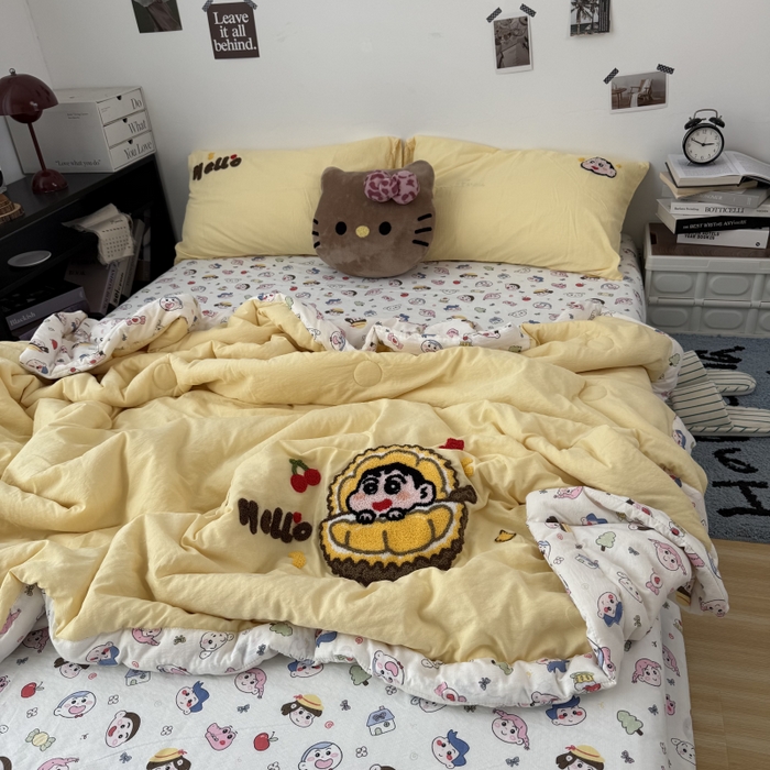 91家纺网 家纺一手货源 找家纺 （总）三元色 2026新款正版蜡笔小新卡通云感夏被夏凉被