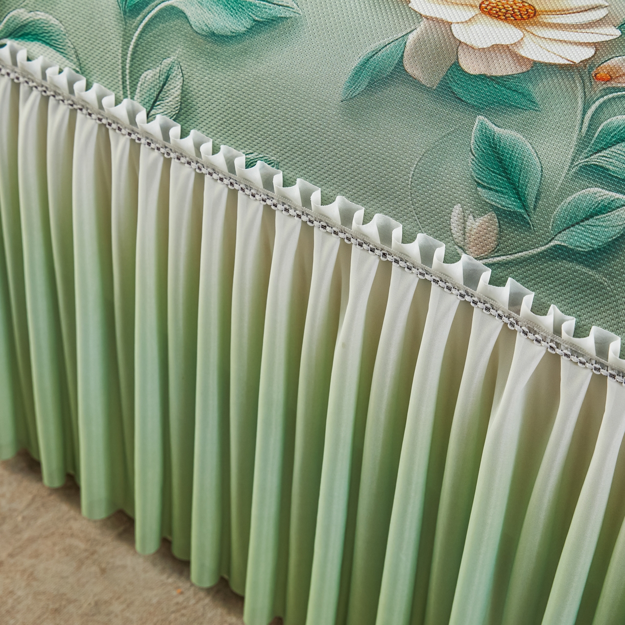 91家纺网 家纺一手货源 找家纺 绒宴家纺2026海洋冰丝床裙款凉席三件套