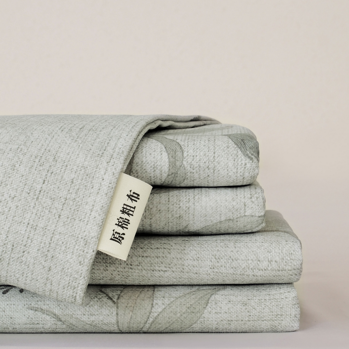 91家纺网 家纺一手货源 找家纺 遇安家纺 2026年新款原棉老粗布凉席三件套 白茶-绿