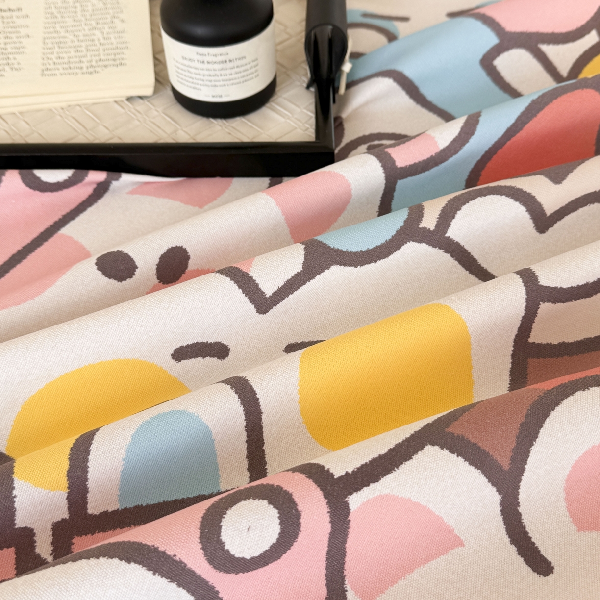 91家纺网 家纺一手货源 找家纺 遇安家纺 2026年新款原棉老粗布凉席三件套 白日漫游-粉