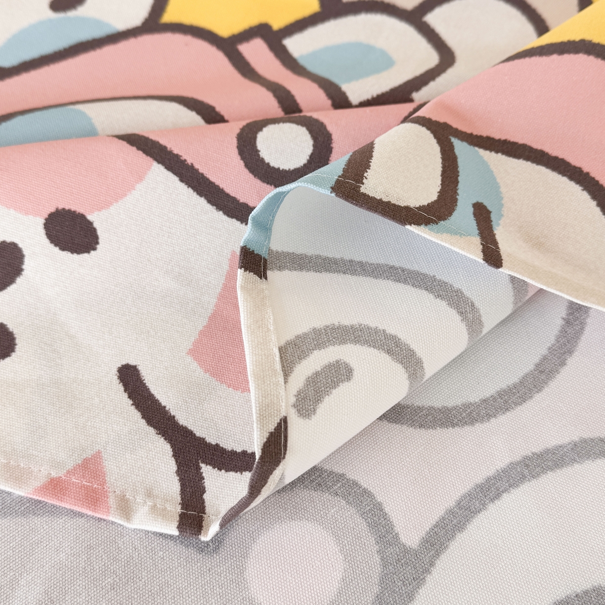 91家纺网 家纺一手货源 找家纺 遇安家纺 2026年新款原棉老粗布凉席三件套 白日漫游-粉