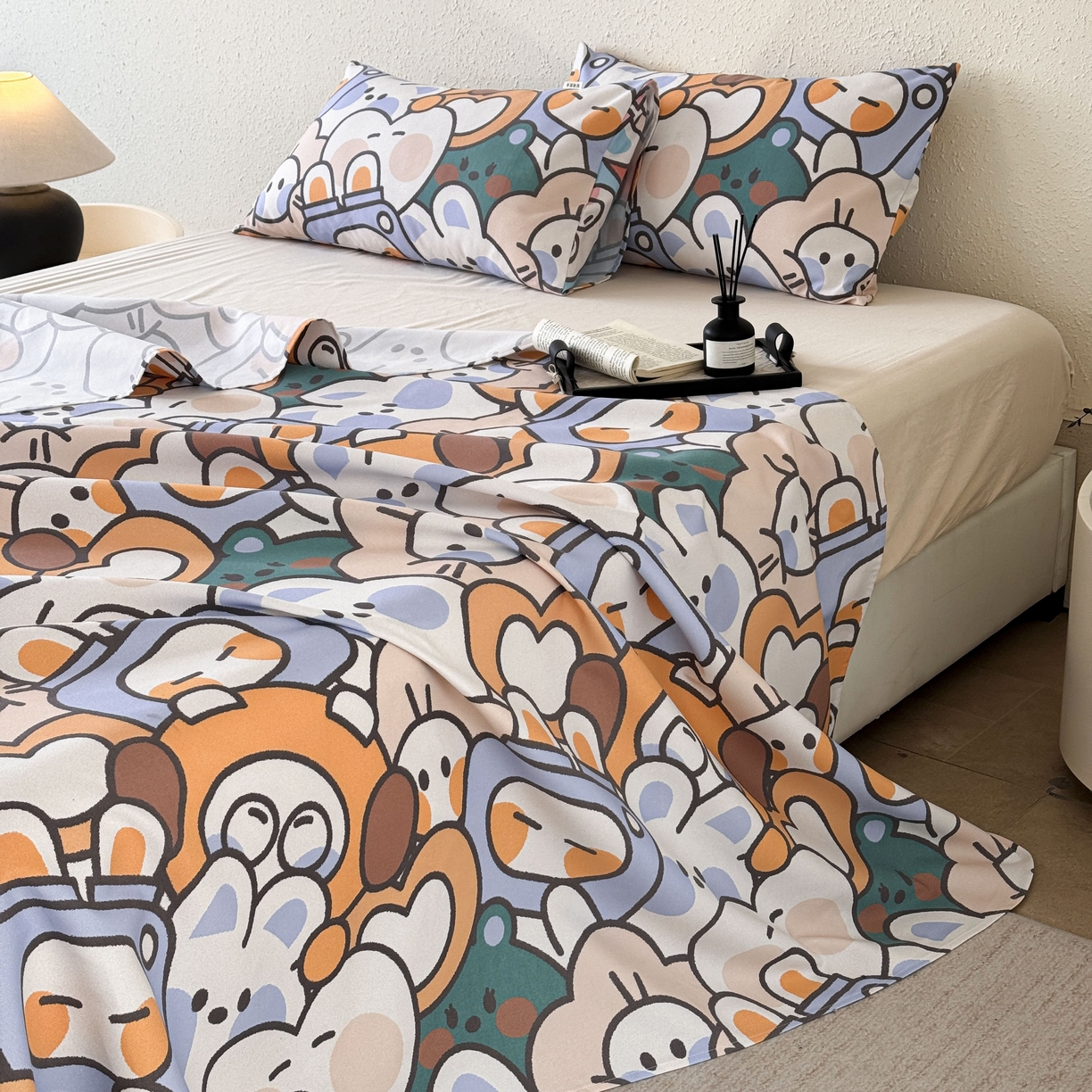 91家纺网 家纺一手货源 找家纺 遇安家纺 2026年新款原棉老粗布凉席三件套 白日漫游-绿