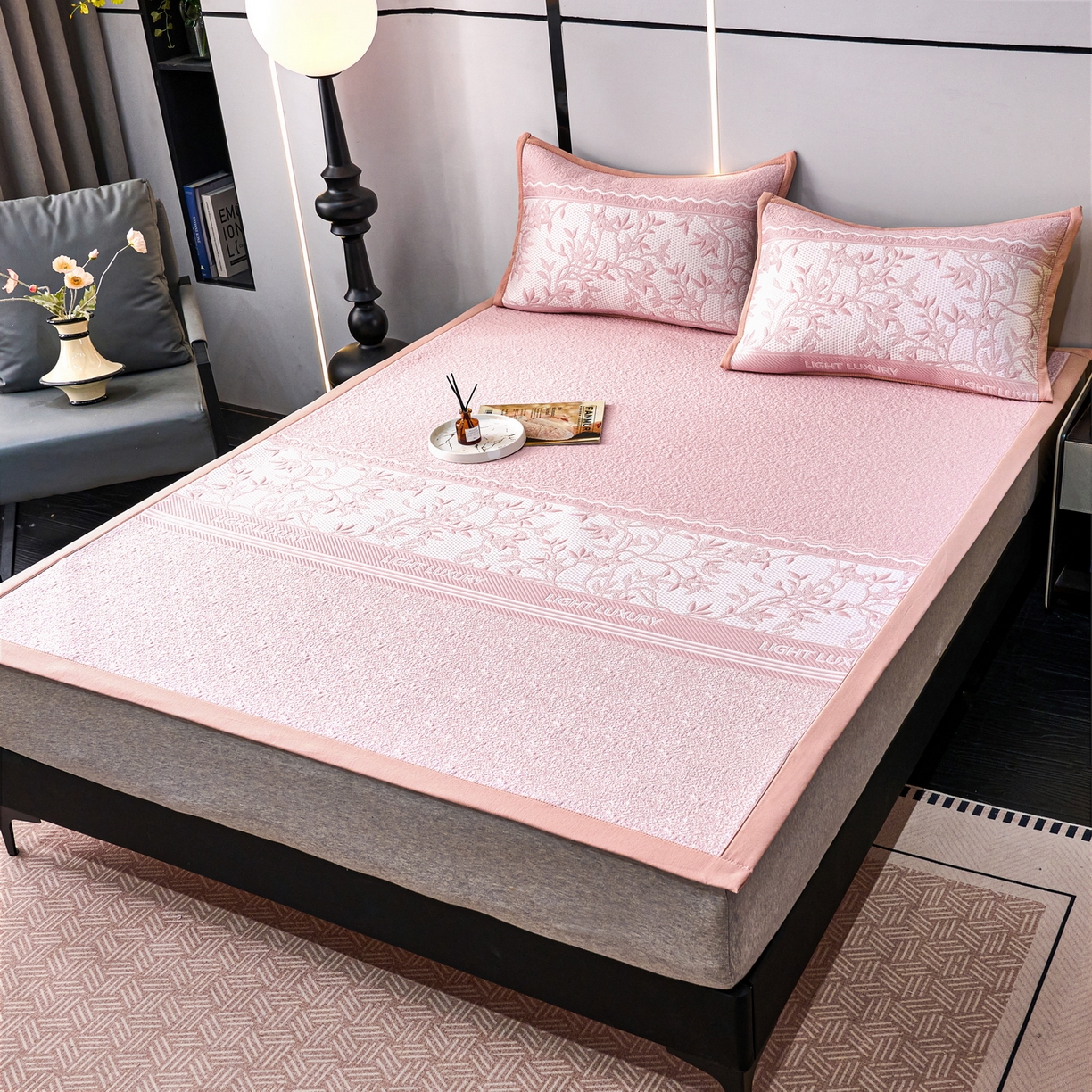 91家纺网 家纺一手货源 找家纺 （总）雅诗帛 2026新款提花PE凉感冰丝席三件套