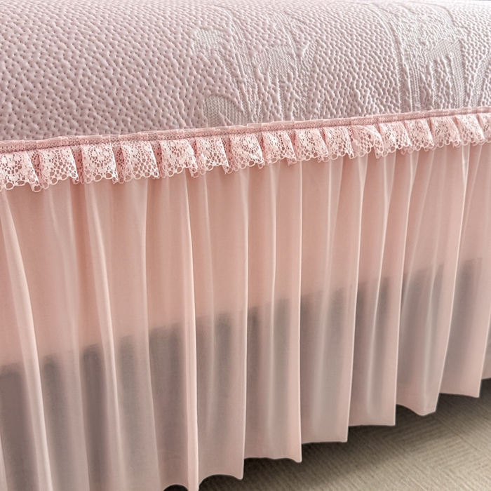 91家纺网 家纺一手货源 找家纺 （总）鑫琪莱家纺 2026新款提花浮雕凉豆豆凉感凉席床裙款